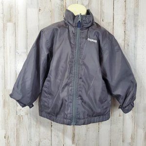 5/$25 Osh Kosh B'gosh Boys Reversible Jacket 4 Blue Gray Full Zip Fleece